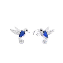 Cargar imagen en el visor de la galería, Zarcillos de Colibrí Azul en Plata 925
