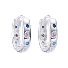 Cargar imagen en el visor de la galería, Argollas Huggies 12mm con Puntos de Colores en Plata 925
