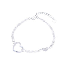Cargar imagen en el visor de la galería, Pulsera Cadena Doble de Corazones en Plata 925
