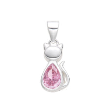 Cargar imagen en el visor de la galería, Cadena con Dije De Gato Circón Rosado en Plata 925
