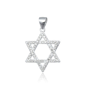 Cadena con Dije de Estrella de David Grande en Plata 925
