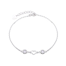 Cargar imagen en el visor de la galería, Pulsera de Corazón con Punto Luz 5mm en Plata 925
