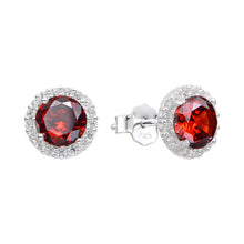 Cargar imagen en el visor de la galería, Zarcillos Redondo Rojo 8mm en Plata 925
