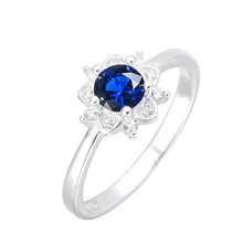 Cargar imagen en el visor de la galería, Anillo de Flor Color Azul en Plata 925
