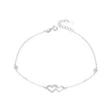 Cargar imagen en el visor de la galería, Tobillera de Corazones y Punto Luz en Plata 925
