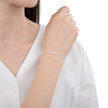 Cargar imagen en el visor de la galería, Pulsera Cadena Doble de Corazones en Plata 925
