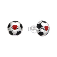 Cargar imagen en el visor de la galería, Zarcillos de Pelota de Fútbol en Plata 925
