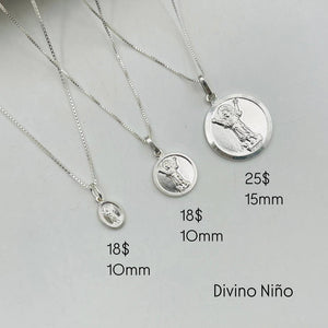 Medallas de Divino Niño Con Cadena en Plata 925