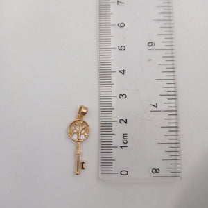 Cadena con Dije de Llave y Árbol de la Vida en Oro 18k