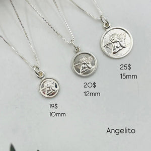 Medallas de Angelito Con Cadena en Plata 925