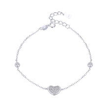 Cargar imagen en el visor de la galería, Pulsera De Corazón Con Puntos De Luz en Plata 925

