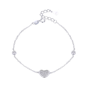 Pulsera De Corazón Con Puntos De Luz en Plata 925