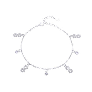 Pulsera De Infinitos Con Puntos De Luz en Plata 925
