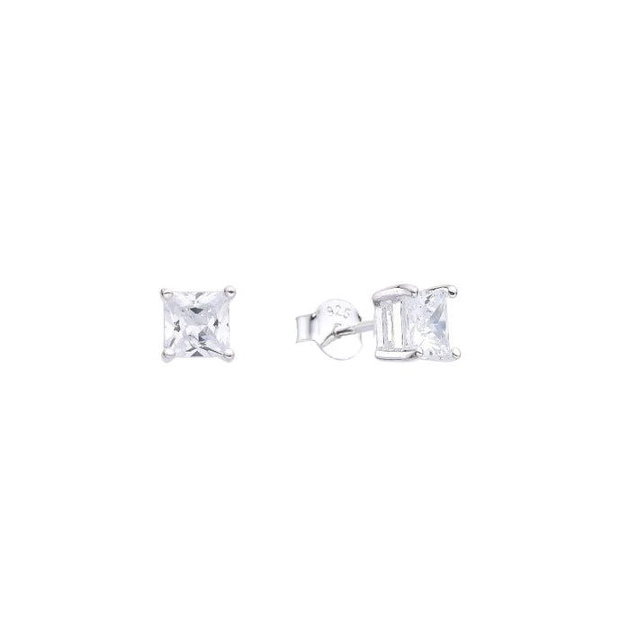 Zarcillos de Circón Cuadrado 4x4mm en Plata 925