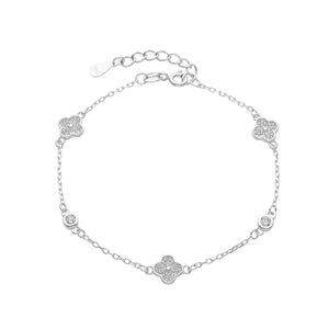 Pulsera de Flores Y Punto De Luz en Plata 925