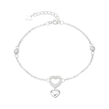 Cargar imagen en el visor de la galería, Pulsera de Corazón Doble Con Balines en Plata 925
