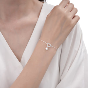 Pulsera de Corazón Doble Con Balines en Plata 925
