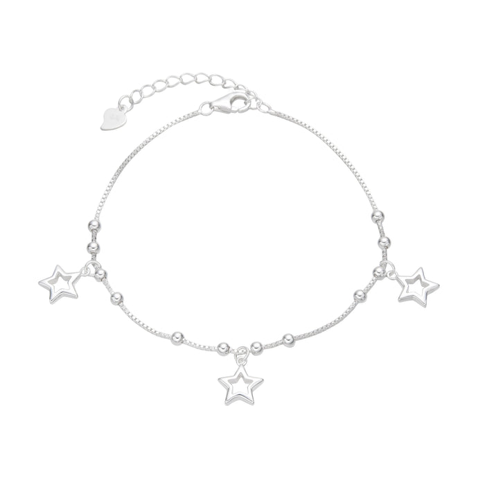 Pulsera de Estrellas Con Bolitas en Plata 925