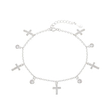 Cargar imagen en el visor de la galería, Pulsera De Cruces Con Puntos De Luz en Plata 925
