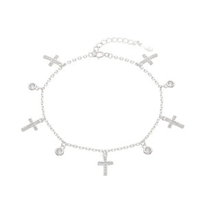 Pulsera De Cruces Con Puntos De Luz en Plata 925