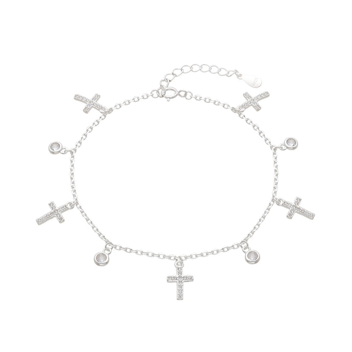 Pulsera De Cruces Con Puntos De Luz en Plata 925