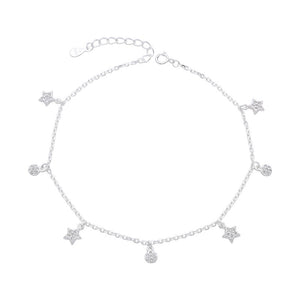Tobillera de Estrellas y Circones en Plata 925