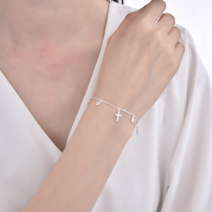 Pulsera De Cruces Con Puntos De Luz en Plata 925