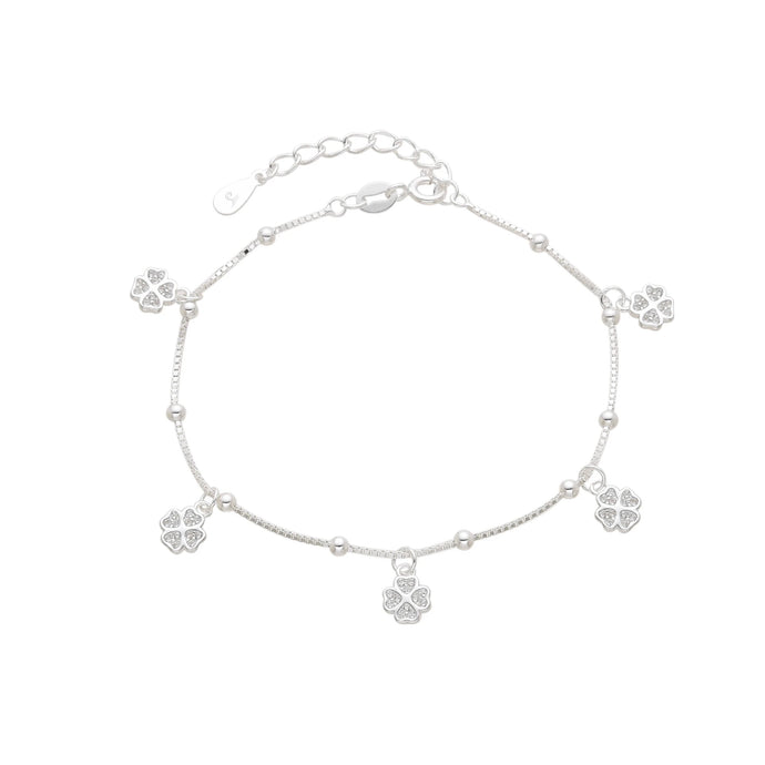 Pulsera De Tréboles Con Pepitas en Plata 925