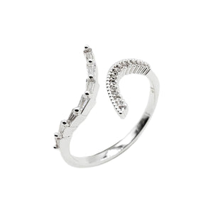 Anillo Ajustable De Silueta de Serpiente Con Circones en Plata 925