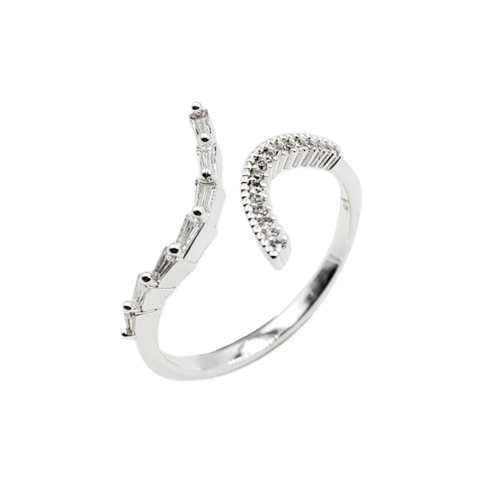 Anillo Ajustable De Silueta de Serpiente Con Circones en Plata 925