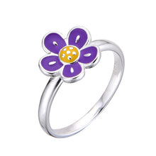 Cargar imagen en el visor de la galería, Anillo de Flor Morada Para Niña en Plata 925
