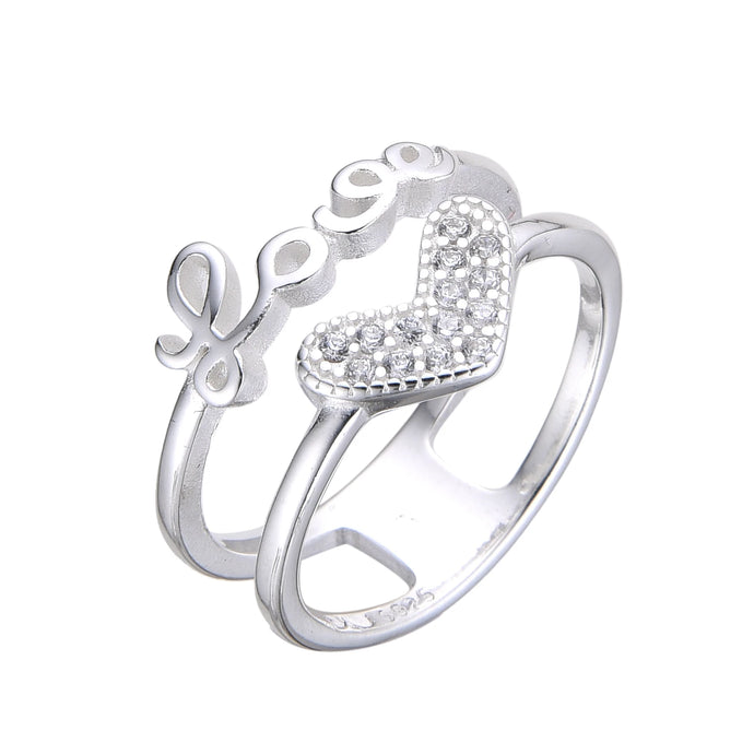 Anillo De Corazón y Love en Plata 925