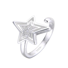 Cargar imagen en el visor de la galería, Anillo Ajustable de Estrella en Plata 925
