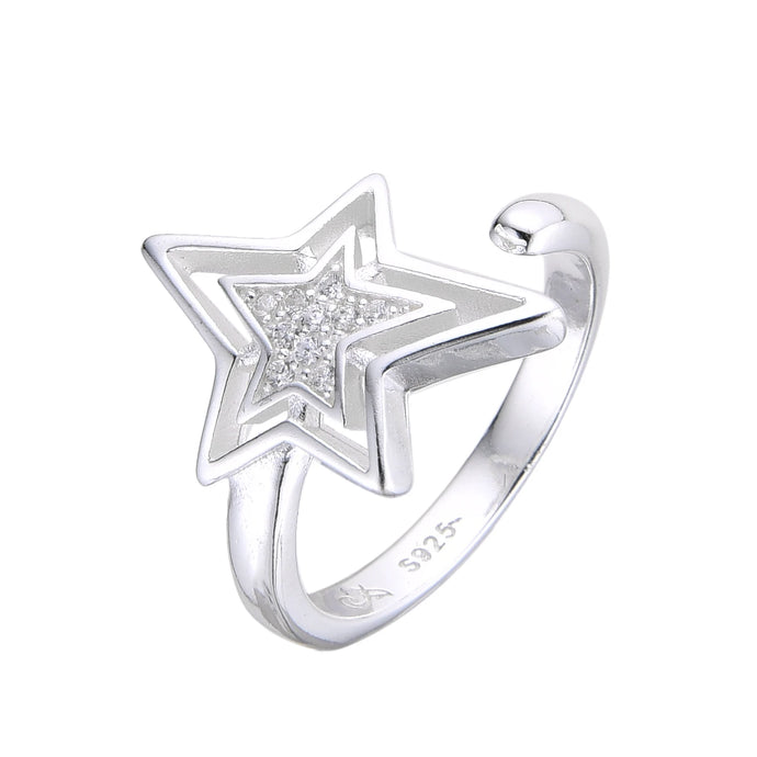 Anillo Ajustable de Estrella en Plata 925