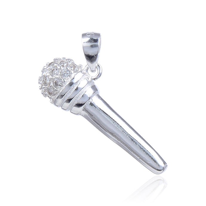 Dije de Microfono Con Circones En Plata 925