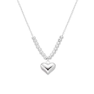 Gargantilla De Corazón Con Bolitas Diamantadas 3mm en Plata 925