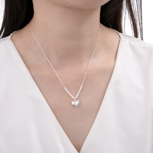 Gargantilla De Corazón Con Bolitas Diamantadas 3mm en Plata 925