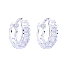 Cargar imagen en el visor de la galería, Argollas Huggies Baguette 10mm en Plata 925
