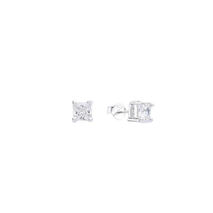 Zarcillos de Circón Cuadrado 3x3mm en Plata 925