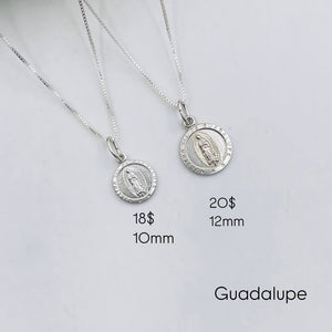 Medallas de La Virgen  De Guadalupe Con Cadena en Plata 925