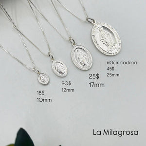 Medallas de La Milagrosa Ovaladas Con Cadena en Plata 925