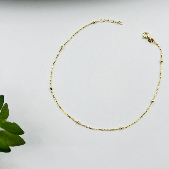 Tobillera de Bolitas 2mm en Oro 18k