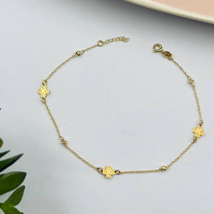 Tobillera De Trébol en Oro 18k