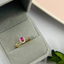 Cargar imagen en el visor de la galería, Anillo De Punto Luz Rosado Con Circones en Oro 18k
