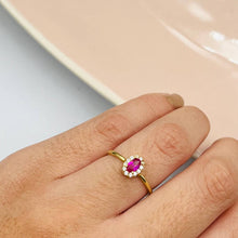 Cargar imagen en el visor de la galería, Anillo De Punto Luz Rosado Con Circones en Oro 18k
