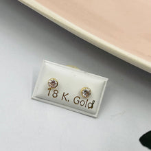 Cargar imagen en el visor de la galería, Zarcillos De Rosca Italiano Punto De Luz 4mm en Oro 18k
