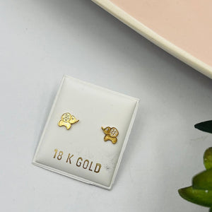 Zarcillos De Rosca Italiano De Elefante en Oro 18k