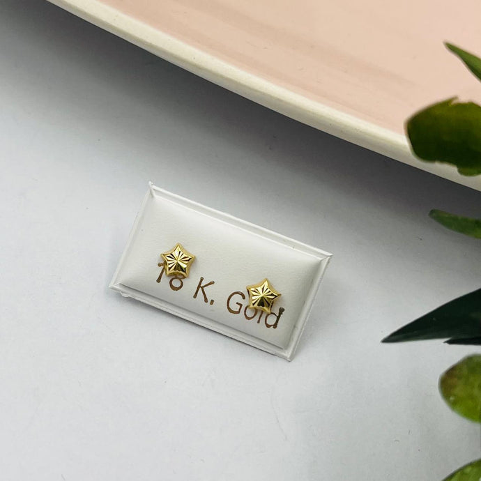 Zarcillos De Rosca Italiano De Estrella 5mm en Oro 18k