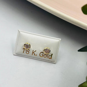 Zarcillos De Rosca Italiano De Hexagono en Oro 18k