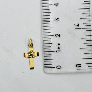 Dije de Cruz Con Angelito en Oro 18k